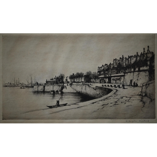 305 - # After W Douglas Macleod (1892-1963) - Quay, etching, pencil signed to margin, 15 x 27.5 cm to/w an... 