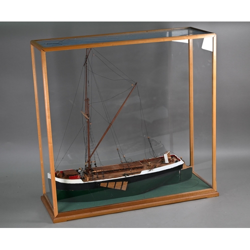 121 - A scratch-build model of Humber Barge 'Nimrod', 66 x 66 cm in perspex case, c/w plans and sails