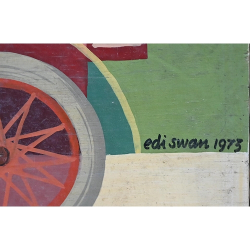 331 - Edi Swan - Triptych - Three panels depicting abstract illustrative industrial/transport elements, si... 