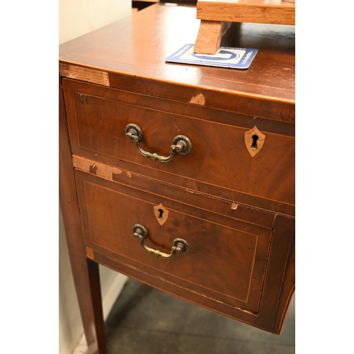 375 - # A 19th century mahogany bowfront kneehole dressing table with four drawers, a/f, 102 cm wide x 55 ... 