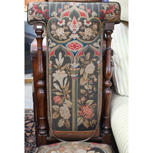 403 - A Victorian rosewood tapestry upholstered pre-dieu