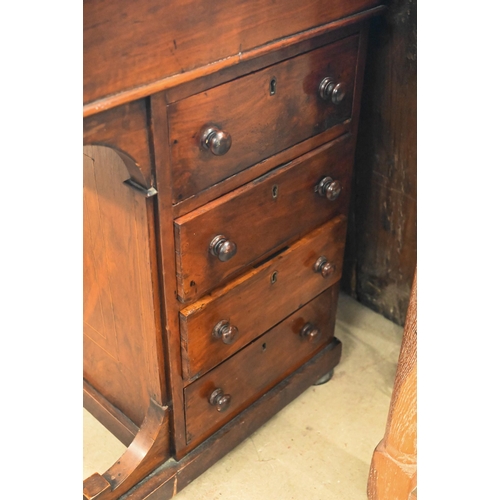 409 - A Victorian walnut inlaid Davenport with hinged sloping top, stationery box and 4 side drawers, 54 x... 