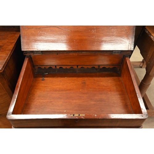 409 - A Victorian walnut inlaid Davenport with hinged sloping top, stationery box and 4 side drawers, 54 x... 