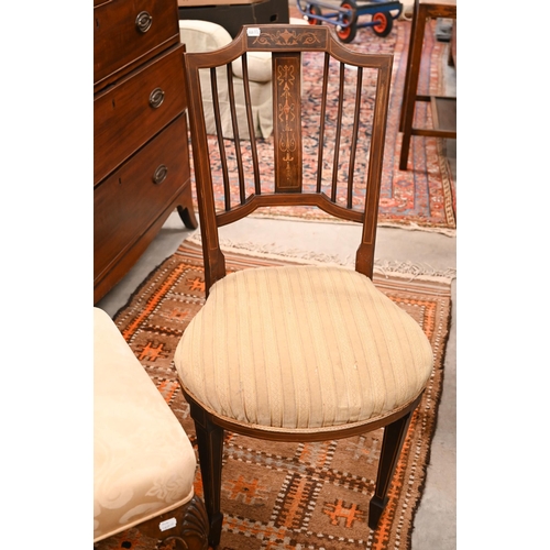 470 - # A Georgian style walnut framed stool on shell carved cabriole legs to/w Edwardian rosewood marquet... 