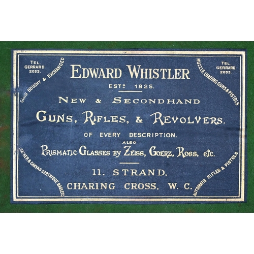 177 - An antique leather and canvas shotgun case, bears label for Edward Whistler 11 Strand, Charing Cross... 