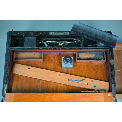 192 - Victorian brass bound mahogany writing box with fitted interior, 45 cm wide f/r