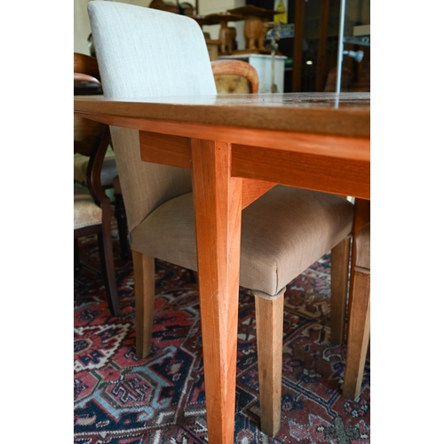 360 - A Gordon Russell teak extending dining table with central leaf, tapering rectangular supports, 230 x... 