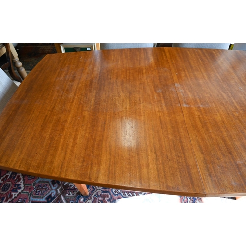 360 - A Gordon Russell teak extending dining table with central leaf, tapering rectangular supports, 230 x... 