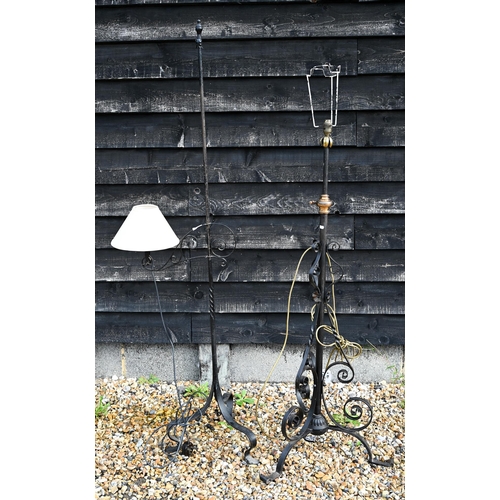 485 - Two adjustable wrought metal standard lamps (converted)