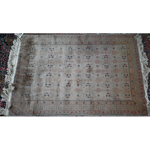 508 - An Armenian Caucasian Shirvan rug, the yellow/ochre ground with repeating floral design, 194 cm x 11... 