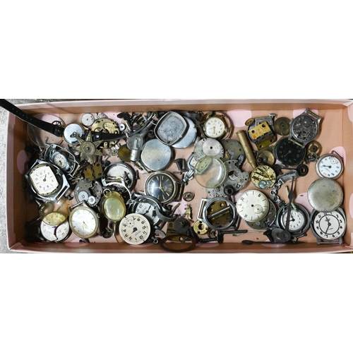 106 - A box of assorted vintage and later wristwatches, parts and components including Kelton; Newmark; Ar... 