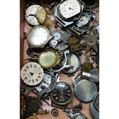 106 - A box of assorted vintage and later wristwatches, parts and components including Kelton; Newmark; Ar... 