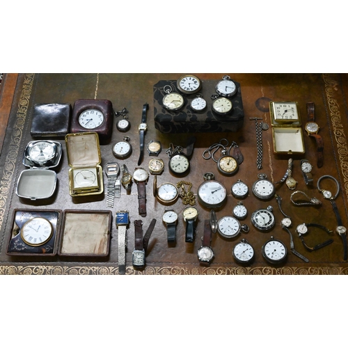 106A - A large box of assorted vintage and later pocket, fob and wrist watches including Elgin; pinnacle; T... 