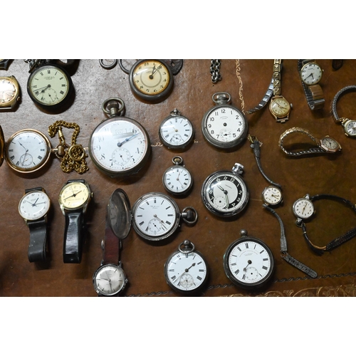 106A - A large box of assorted vintage and later pocket, fob and wrist watches including Elgin; pinnacle; T... 