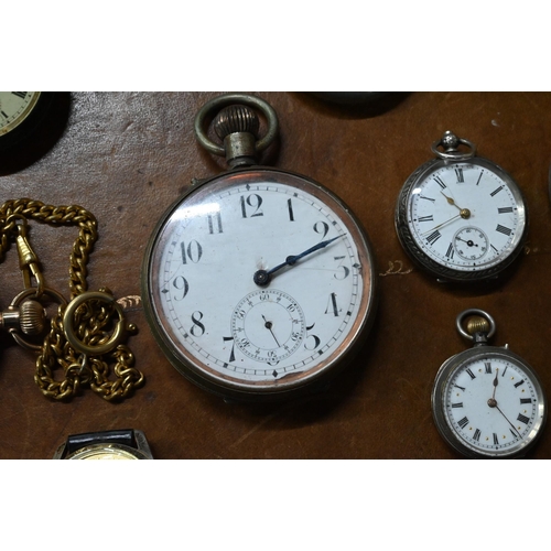 106A - A large box of assorted vintage and later pocket, fob and wrist watches including Elgin; pinnacle; T... 