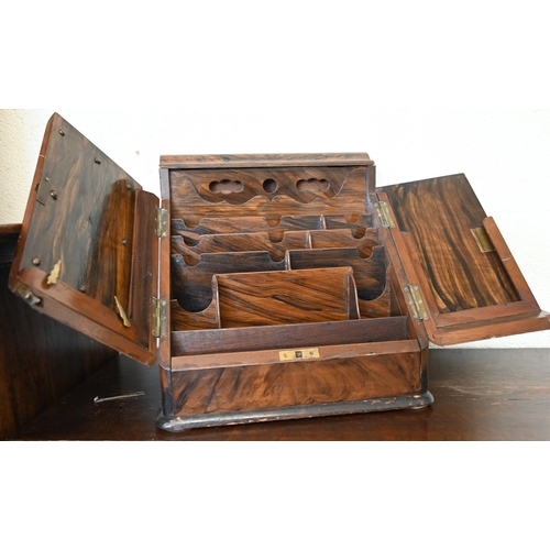 136 - A Victorian walnut stationery box with grained interior, 32 cm wide