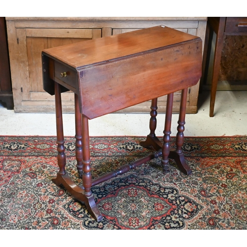 209 - A continental satin walnut Sutherland style dropleaf gateleg table, drawer to each end