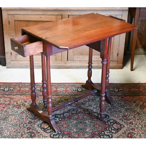 209 - A continental satin walnut Sutherland style dropleaf gateleg table, drawer to each end