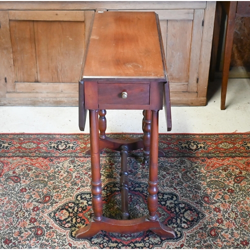 209 - A continental satin walnut Sutherland style dropleaf gateleg table, drawer to each end