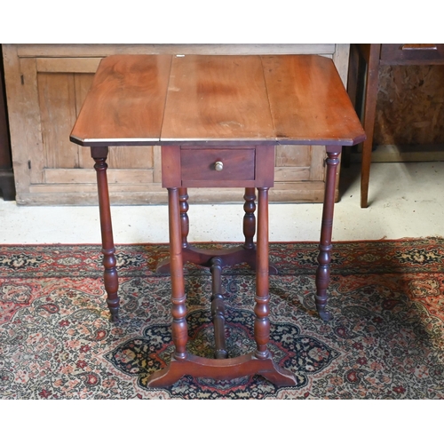 209 - A continental satin walnut Sutherland style dropleaf gateleg table, drawer to each end