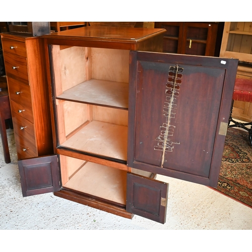 218 - A Victorian style figured mahogany cabinet, 68 cm x 64 cm x 129 cm h