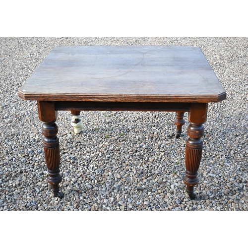 233 - # An oak dining table of square proportions, previously a wind action extending table, now fixed at ... 