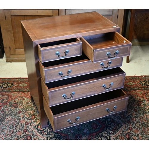 250 - A small reproduction chest with two short over three long graduated drawers, 61 x 38 x 72 cm high to... 