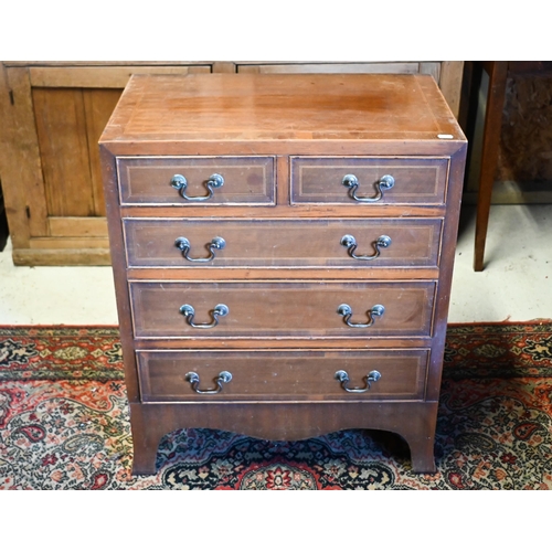 250 - A small reproduction chest with two short over three long graduated drawers, 61 x 38 x 72 cm high to... 