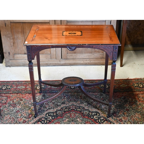 257 - An antique inlaid satinwood occasional table, 69 cm x 42 cm x 68 cm h