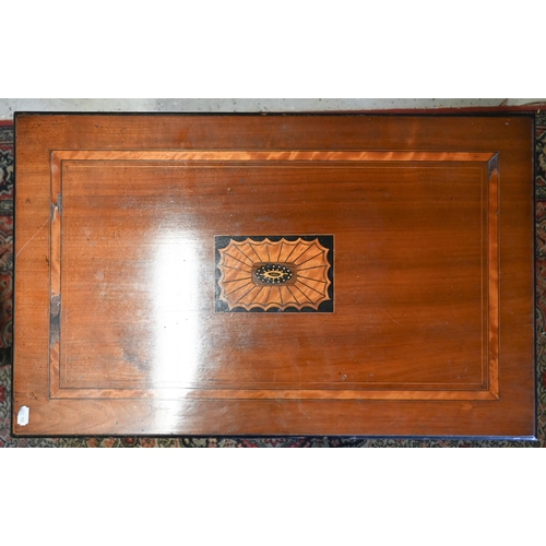 257 - An antique inlaid satinwood occasional table, 69 cm x 42 cm x 68 cm h