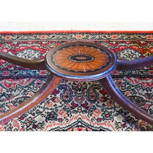 257 - An antique inlaid satinwood occasional table, 69 cm x 42 cm x 68 cm h