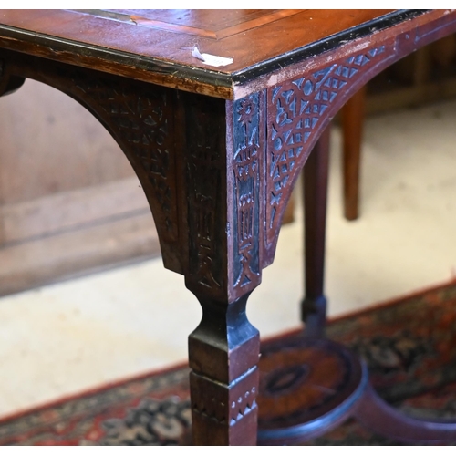 257 - An antique inlaid satinwood occasional table, 69 cm x 42 cm x 68 cm h