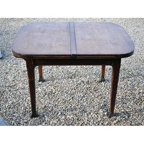 27 - # An old oak draw leaf dining table, with two leaves, raised on square tapering legs, 180 cm (max) x... 