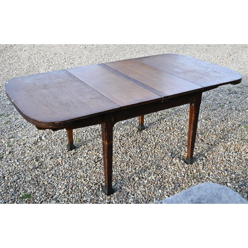 27 - # An old oak draw leaf dining table, with two leaves, raised on square tapering legs, 180 cm (max) x... 