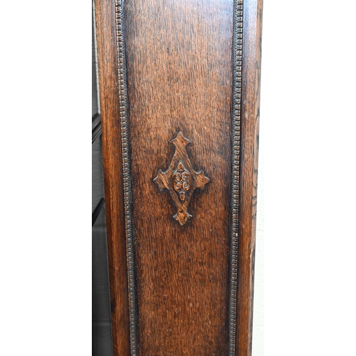 272 - Oak shortcase/grandmother clock, triple-train movement c/w pendulum and key, 173 cm high