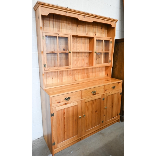 274 - A Hamlet (Bristol) stained pine dresser, 136 cm wide x 45 cm deep x 194 cm high