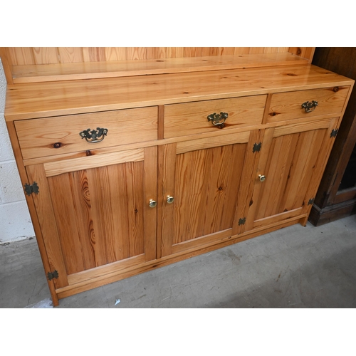 274 - A Hamlet (Bristol) stained pine dresser, 136 cm wide x 45 cm deep x 194 cm high