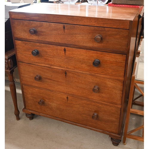 293 - A 19th century mahogany chest of four long graduated drawers, 98 cm wide x 50 cm deep x 114 cm high