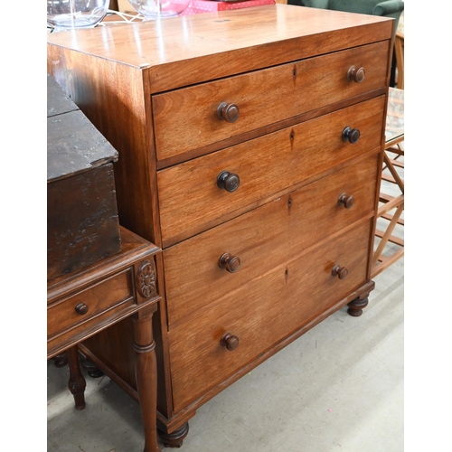 293 - A 19th century mahogany chest of four long graduated drawers, 98 cm wide x 50 cm deep x 114 cm high