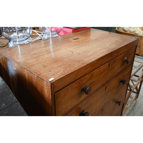 293 - A 19th century mahogany chest of four long graduated drawers, 98 cm wide x 50 cm deep x 114 cm high