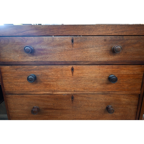 293 - A 19th century mahogany chest of four long graduated drawers, 98 cm wide x 50 cm deep x 114 cm high