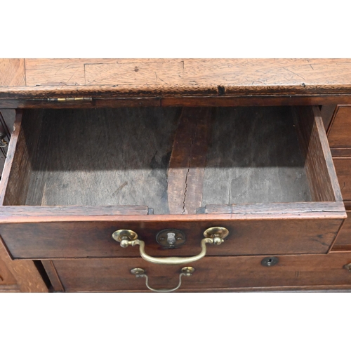 295 - 19th century mahogany fall front bureau comprising two short over three long drawers raised on brack... 