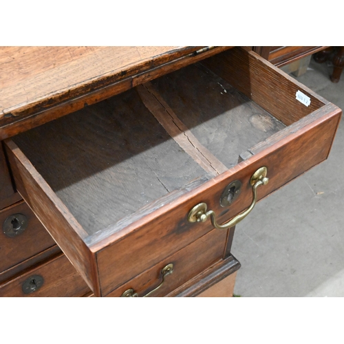 295 - 19th century mahogany fall front bureau comprising two short over three long drawers raised on brack... 