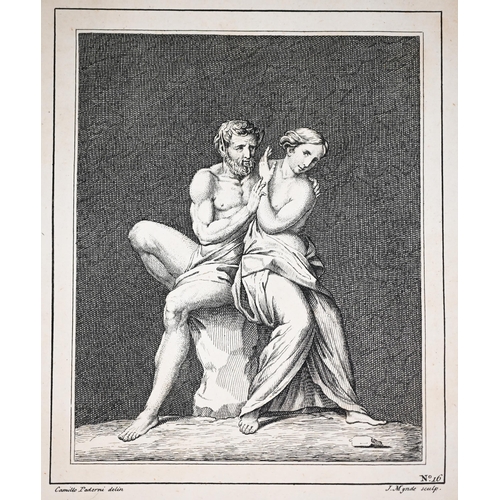 309 - After Camillo Paderni - Seven 18th century book plate engravings of classical figures, 20 x 14 cm (f... 