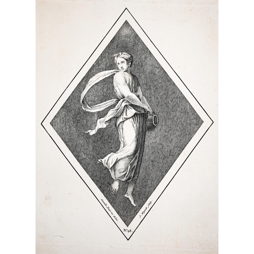 309 - After Camillo Paderni - Seven 18th century book plate engravings of classical figures, 20 x 14 cm (f... 