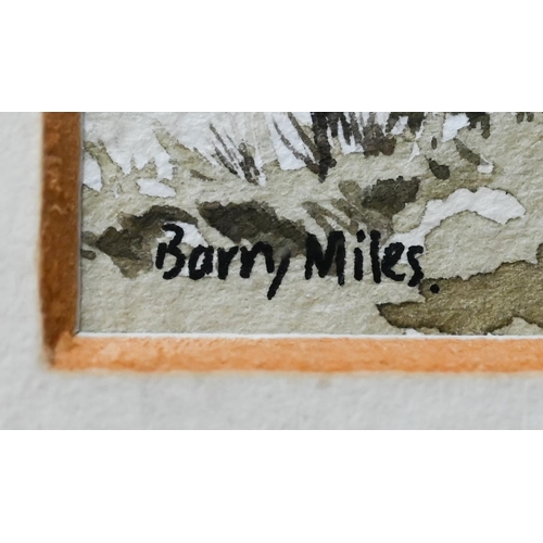 312 - # Barry Miles - 'Wylie Village, Wiltshire', miniature watercolour, signed, 5 x 7 cm