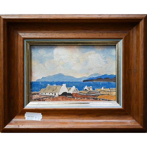 313 - WMT Magan - 'Connemara after Paul Henry', miniature oil on board, signed with initials, 1992, 8 x 12... 