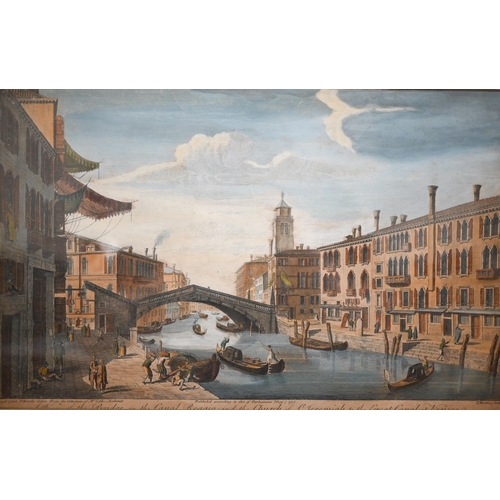 323 - Two hand-coloured engravings - 'A View of the Bridge on the Canal Reggio and the Church of St Jeremi... 