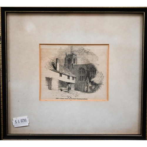 326 - # Mixed pictures including topographical steel engravings, Peter Milne watercolour, flower print etc... 