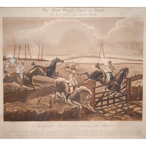 346 - Set of four Alken steeplechase prints; 'North Country Mail's at the Peacock, Islington' and 'A view ... 